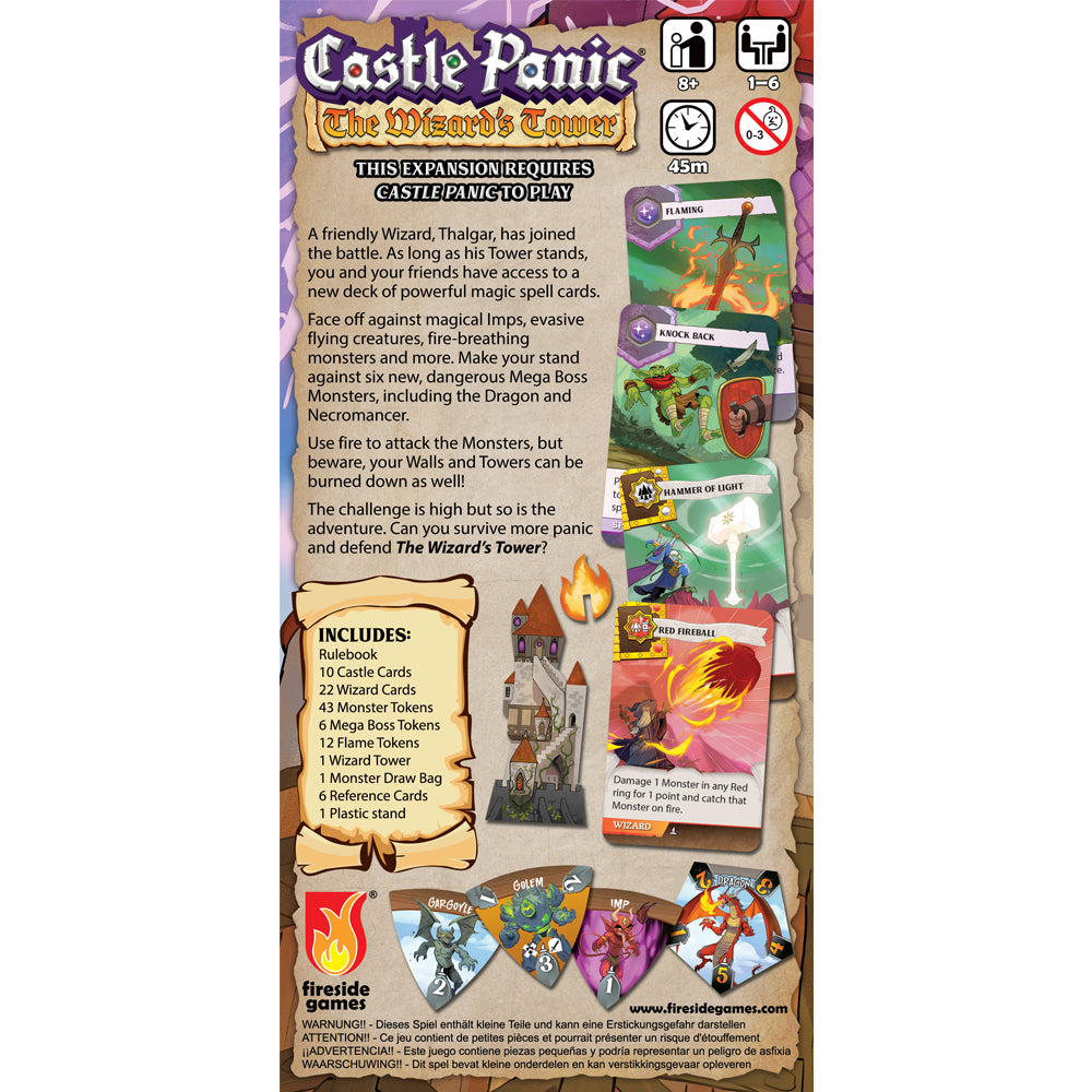 The back of the box for The Wizard's Tower 2nd Edition on a white background