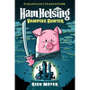 Cartoon book cover for Ham Helsing Vampire Hunter showing a pig wielding a sword.