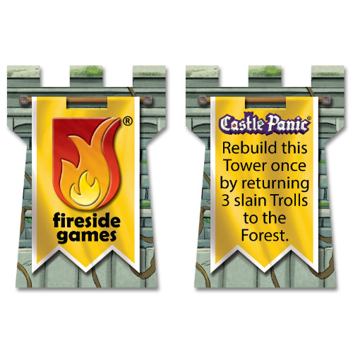 Promo tower with a yellow banner for the 2nd Edition of Castle Panic