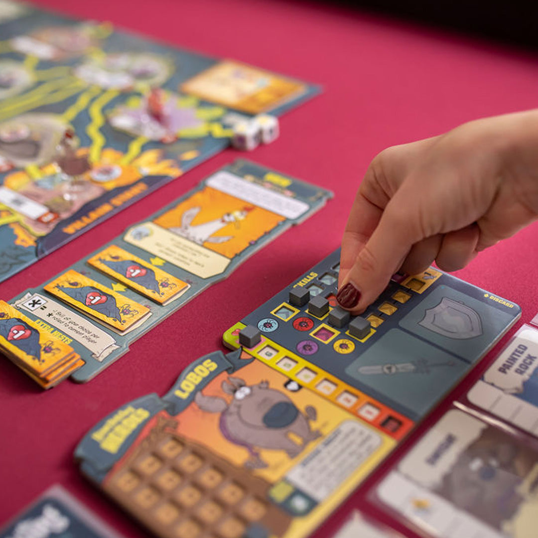 Player moves a cube on the Skill track of the Lobos playing board.