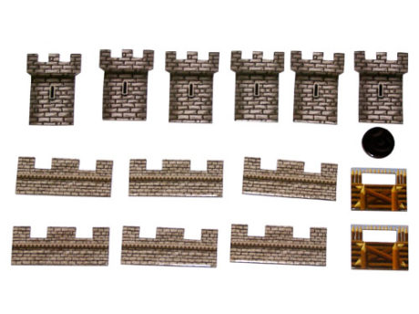 Castle Panic wall, tower, tar, and fortify tokens