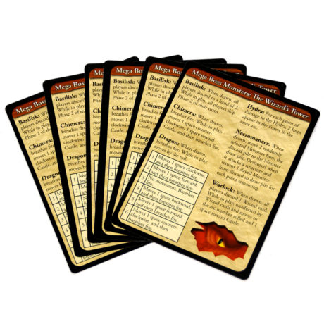 Mega Boss Monster reference cards fanned out