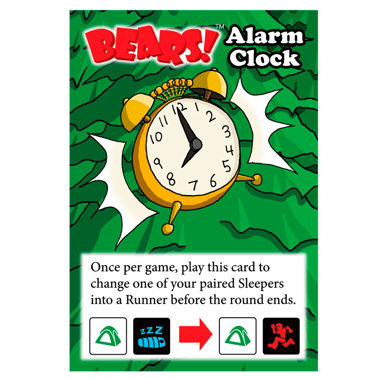 alarm clock promo card for bears dice game