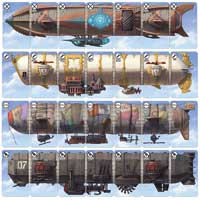 4 airships from Dastardly Dirigibles assembled
