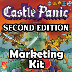 Cover art for Castle Panic with the text Castle Panic Second Edition Marketing Kit