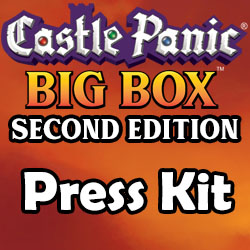 Orange background with the text Castle Panic Big Box Second Edition Press Kit
