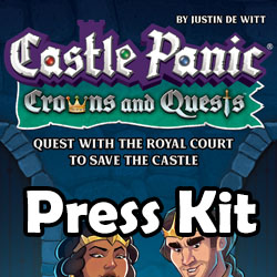 Cover art for Crowns and Quests with the text Press Kit
