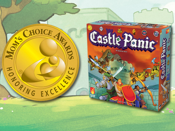 Mom's Choice Award seal next to box for Castle Panic Second Edition