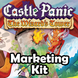 Cover art for Castle Panic with the text Castle Panic: The Wizard's Tower Second Edition Marketing Kit