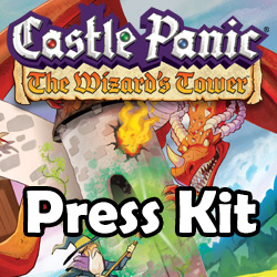 Cover art for Castle Panic with the text Castle Panic: The Wizard's Tower Second Edition Press Kit