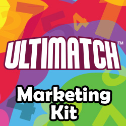 Cover art for the Ultimatch card game with the text Ultimatch Marketing Kit