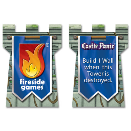 Promo tower with blue banner for Castle Panic 2nd Edition