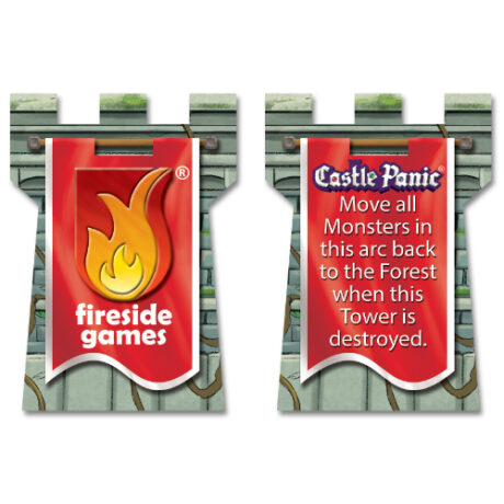 Promo tower with a red banner for the 2nd Edition of Castle Panic