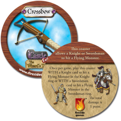 Crossbow coaster promo front and back for 1st Edition of Castle Panic